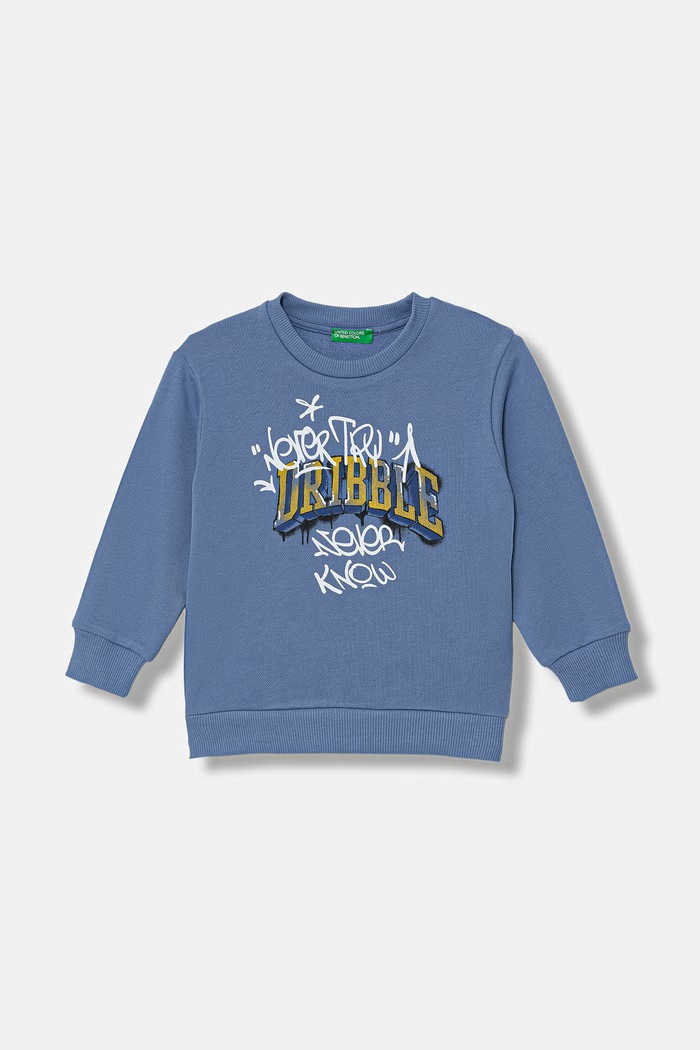 Detská bavlnená mikina United Colors of Benetton modrá 3NBMG10M9.P.Stagionale
