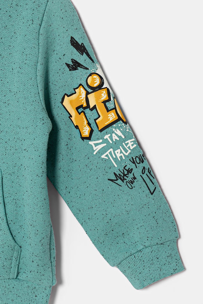 Chlapec United Colors of Benetton mikina na zips s kapucňou detská bavlnená 3PLGG504E.P.Stagionale tyrkysová