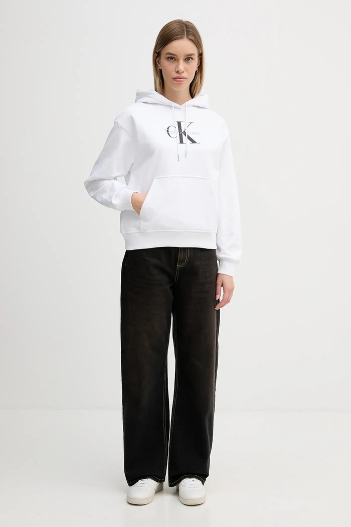 Mikina Calvin Klein Jeans LV047E221G biela SS26