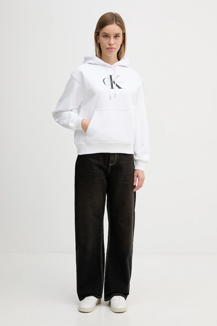 Mikina Calvin Klein Jeans LV047E221G biela SS26
