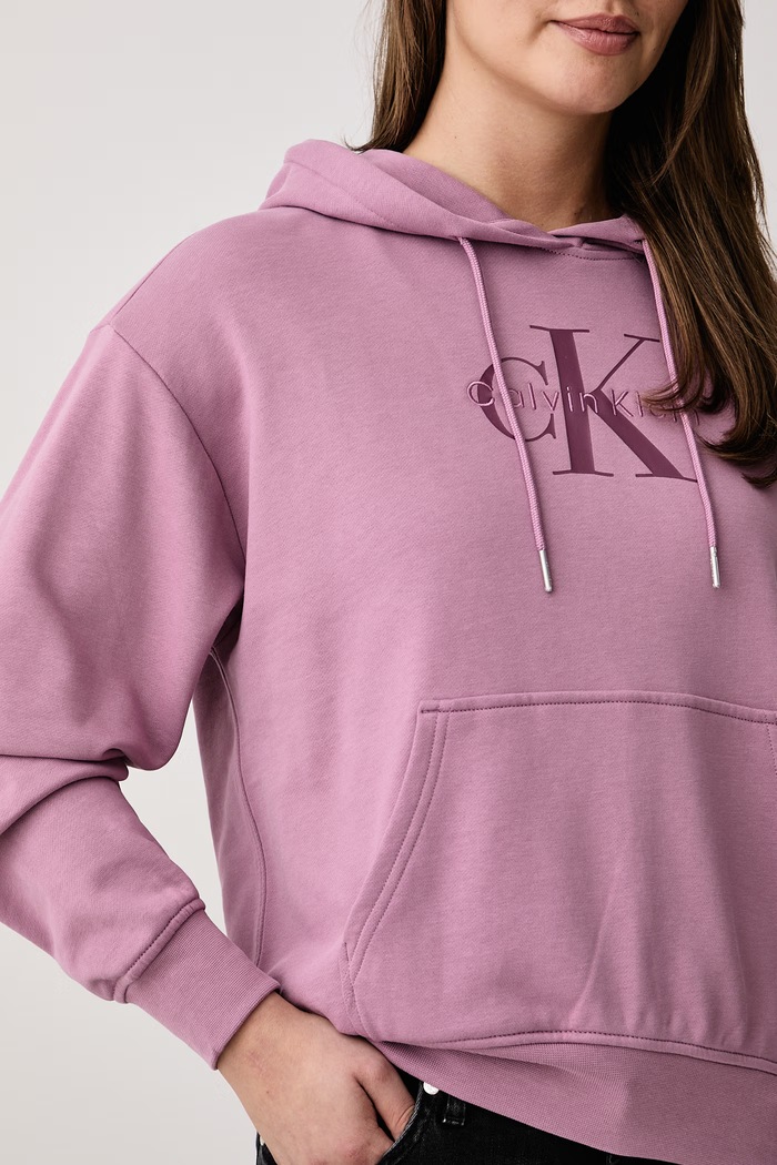 Mikina s kapucňou dámska s bavlnou Calvin Klein Jeans LV047E221G ružová