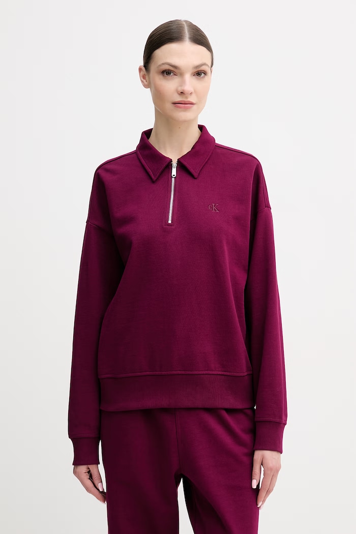 Dukserica Calvin Klein Jeans bez kapuljače ljubičasta LV047E235G