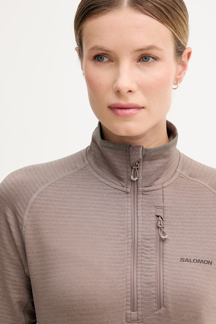 Outdoorová mikina Salomon ESSENTIAL LIGHTWARM hnedá LC2757000