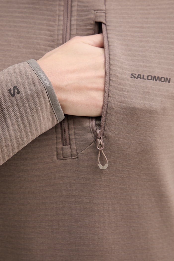 Outdoorová mikina Salomon ESSENTIAL LIGHTWARM LC2757000 hnedá