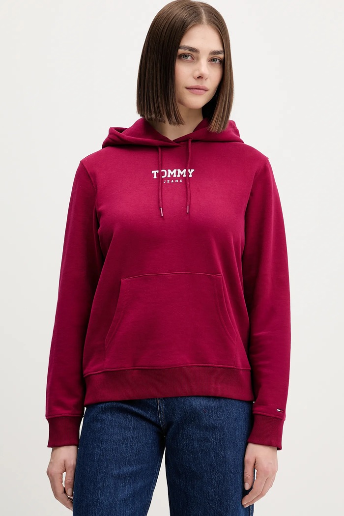 Pamučna dukserica Tommy Jeans pamuk bordo DW0DW21921