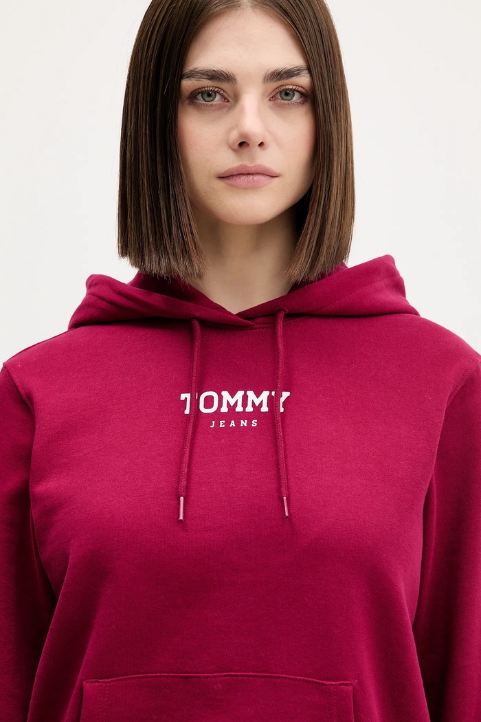 Pamučna dukserica Tommy Jeans bordo DW0DW21921