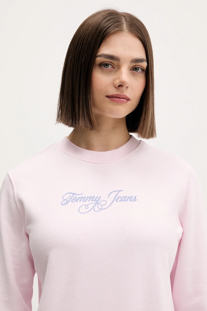 Bavlnená mikina Tommy Jeans ružová DW0DW21922