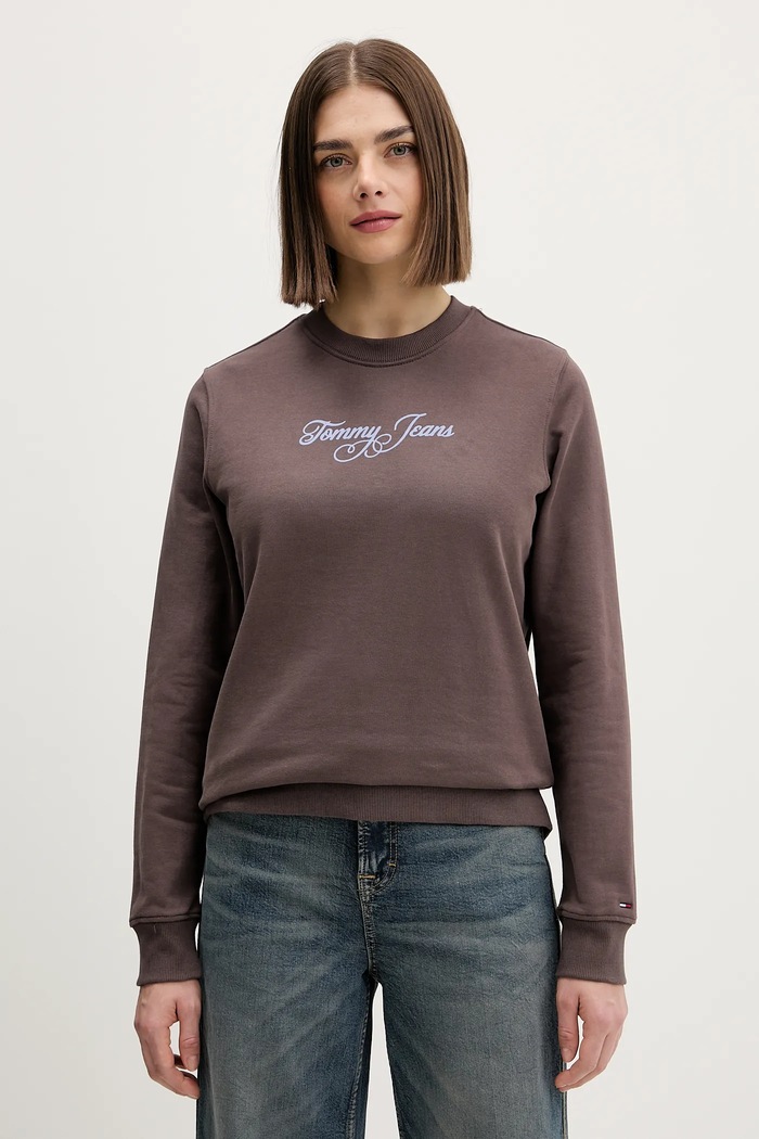 Tommy Jeans hanorac de bumbac print maro DW0DW21922