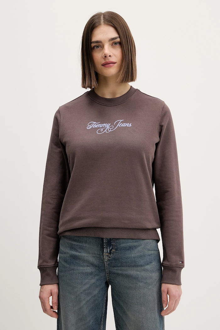 Tommy Jeans hanorac de bumbac print maro DW0DW21922