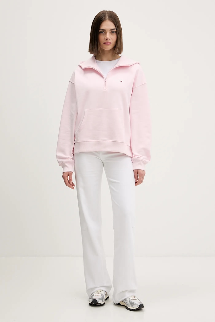 Tommy Jeans pamut melegítőfelső DW0DW21924 rózsaszín SS26