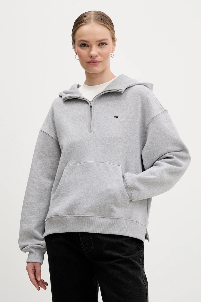 Bavlnená mikina Tommy Jeans bavlna sivá DW0DW21924