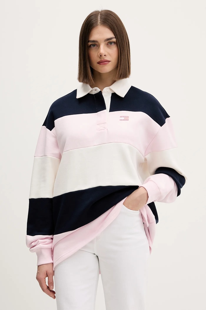 Bavlnená mikina Tommy Jeans bavlna ružová DW0DW21927