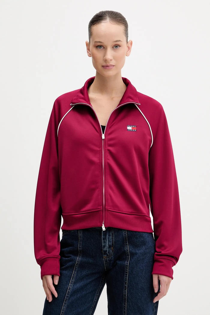 Dukserica Tommy Jeans natpis bordo DW0DW21930