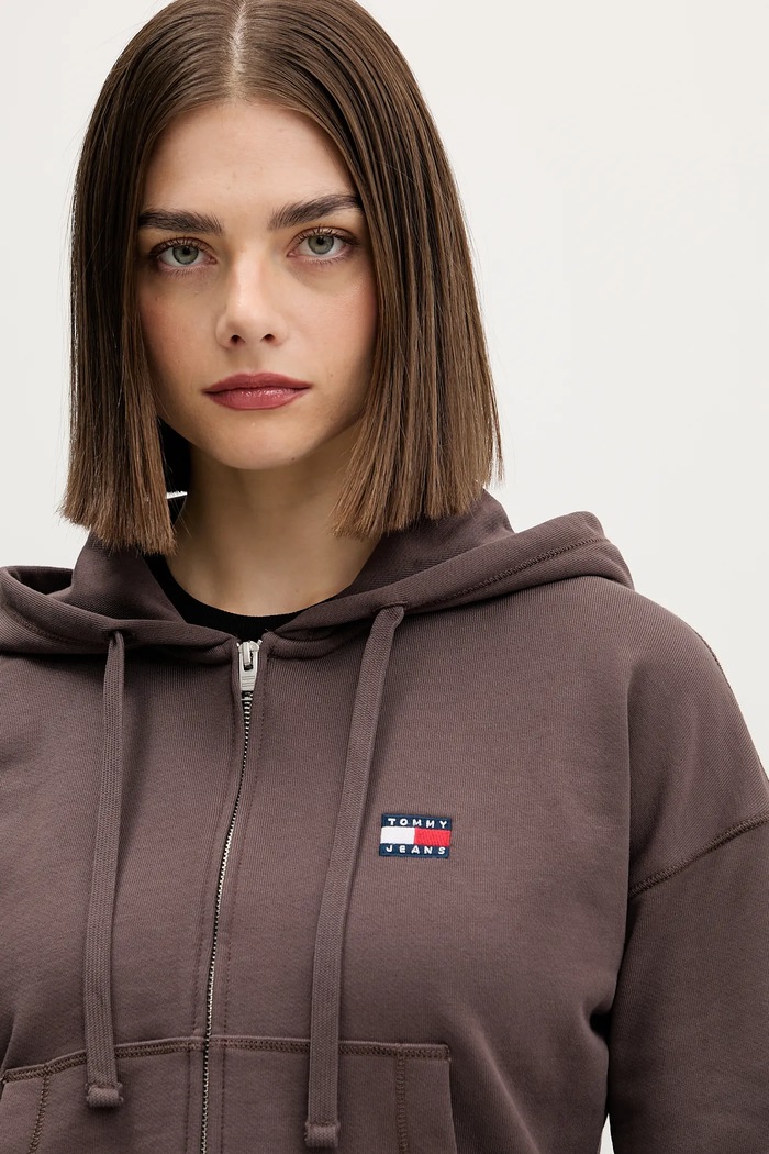 Pamučna dukserica Tommy Jeans smeđa DW0DW21976
