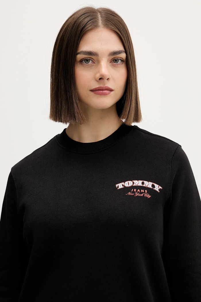 Tommy Jeans hanorac de bumbac negru DW0DW22517