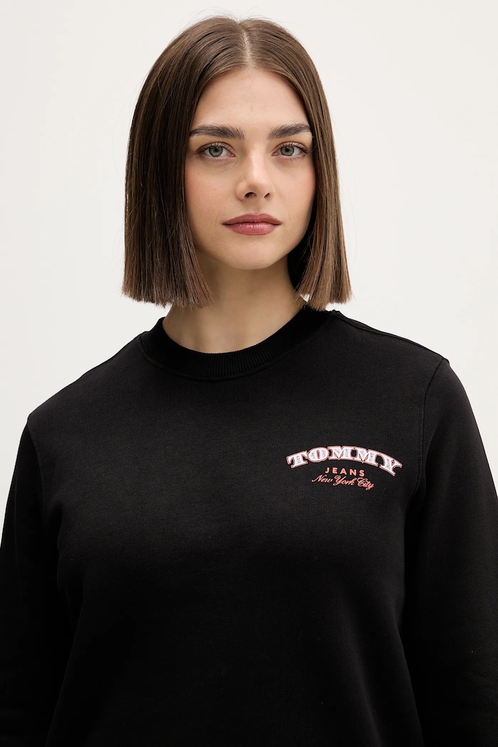 Tommy Jeans hanorac de bumbac negru DW0DW22517
