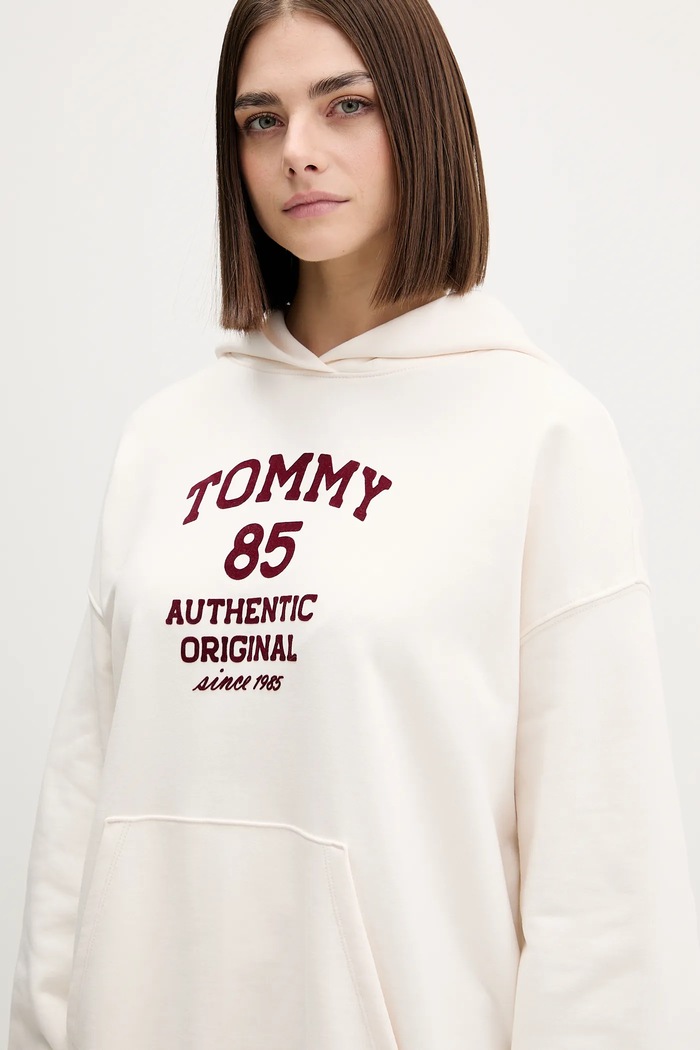 Βαμβακερή μπλούζα Tommy Jeans μπεζ DW0DW22603