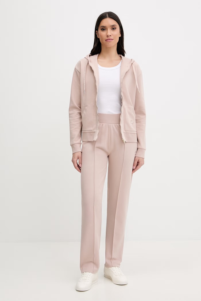 BOSS bluza rozpinana z kapturem damska z bawełną Shiny B Jacket H. 50557275 beżowy SS26