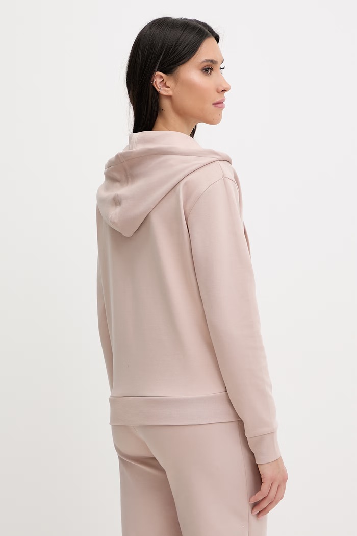 Odzież BOSS bluza rozpinana z kapturem damska z bawełną Shiny B Jacket H. 50557275 beżowy