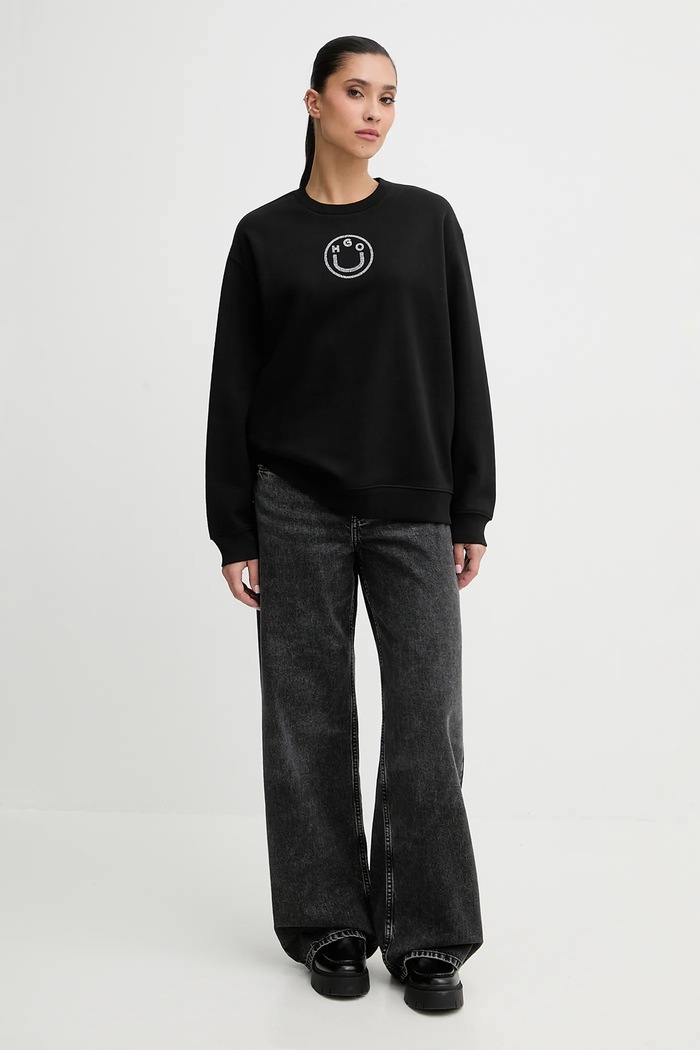 Хлопковая кофта Hugo Blue Classic Crew_B_2 50555795 чёрный SS26