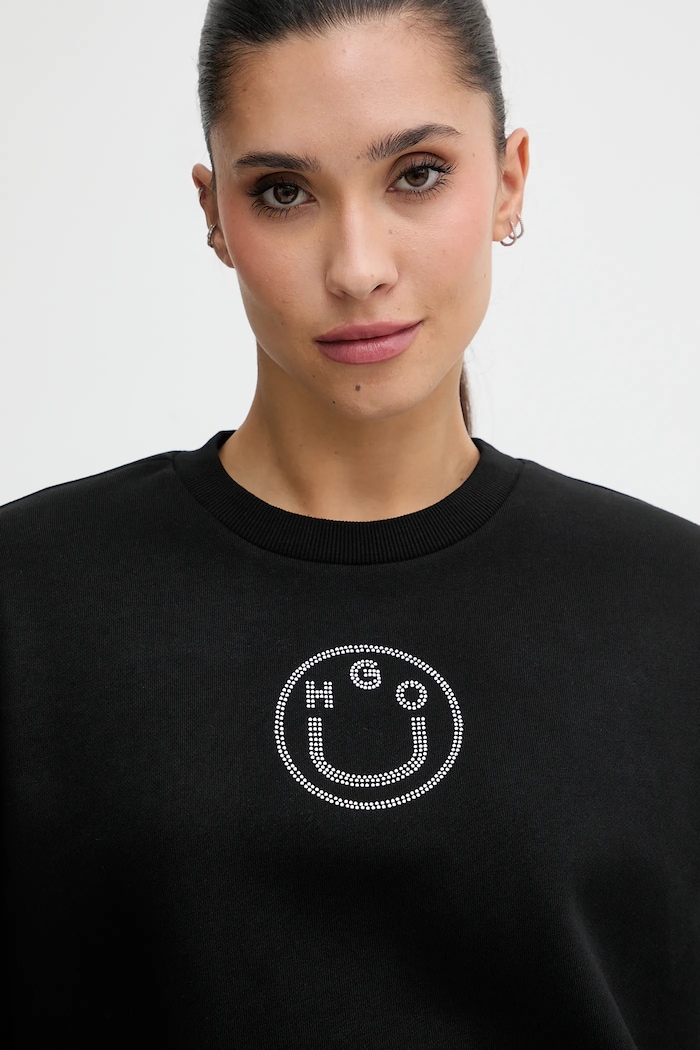 Хлопковая кофта Hugo Blue Classic Crew_B_2 чёрный 50555795