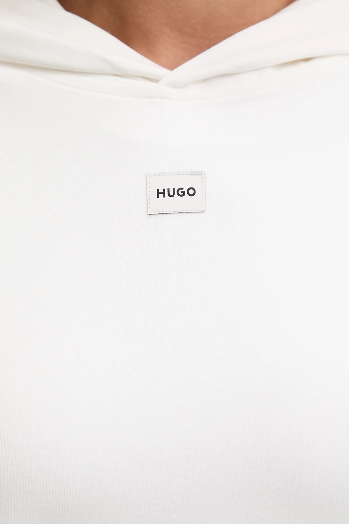 HUGO bluza z kapturem damska z bawełną SIGNATURE_HOODIE 50556816 beżowy