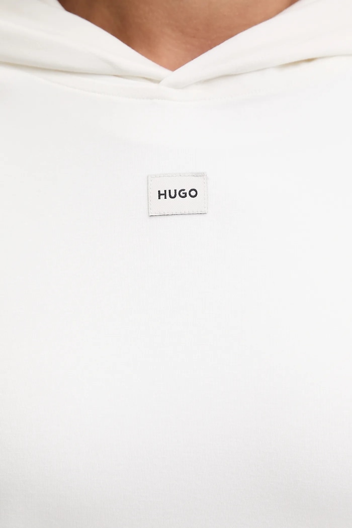HUGO bluza z kapturem damska z bawełną SIGNATURE_HOODIE 50556816 beżowy