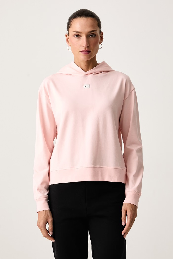 HUGO Bluza z kapturem damska z bawełną SIGNATURE_HOODIE różowy 50556816