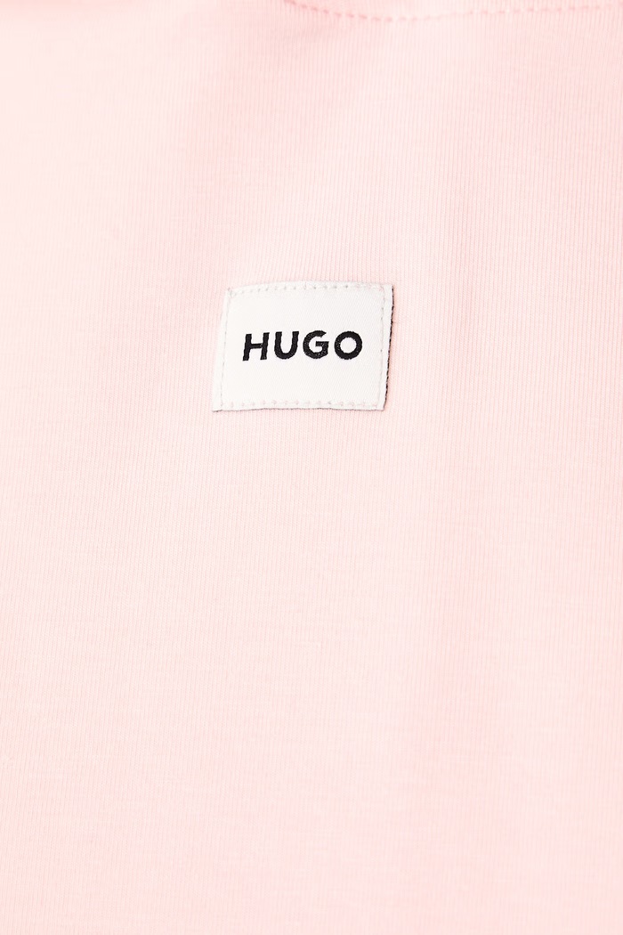 Bluza z kapturem damska z bawełną SIGNATURE_HOODIE HUGO różowy 50556816