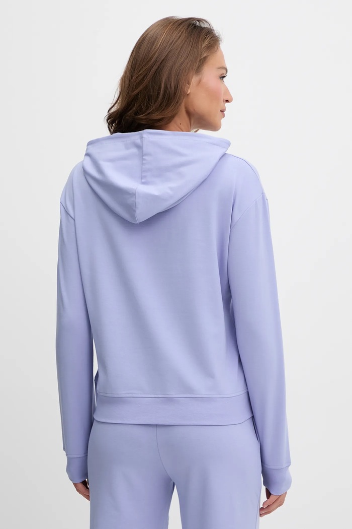 Дрехи HUGO суичър с качулка дамски с памук SIGNATURE_HOODIE 50556816 виолетов