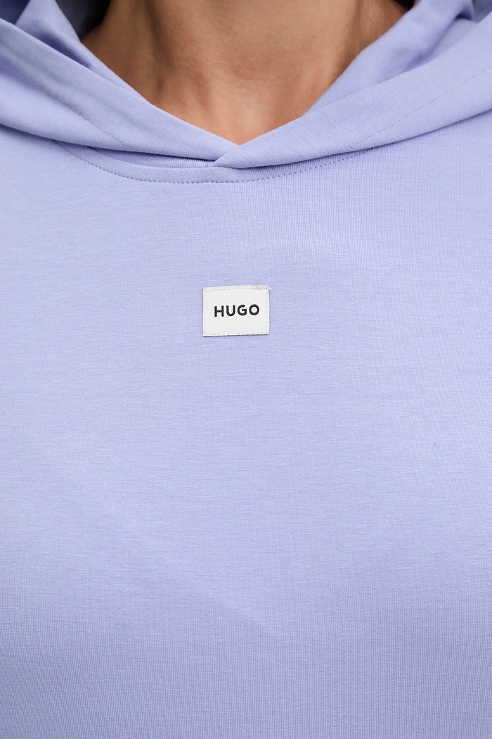 HUGO суичър с качулка дамски с памук SIGNATURE_HOODIE 50556816 виолетов