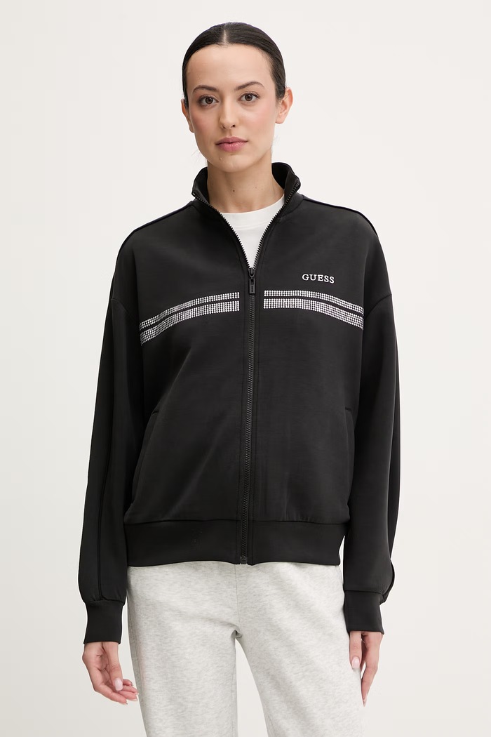 Mikina Guess BERTHE s elastanom čierna V6RQ01.KCAY2