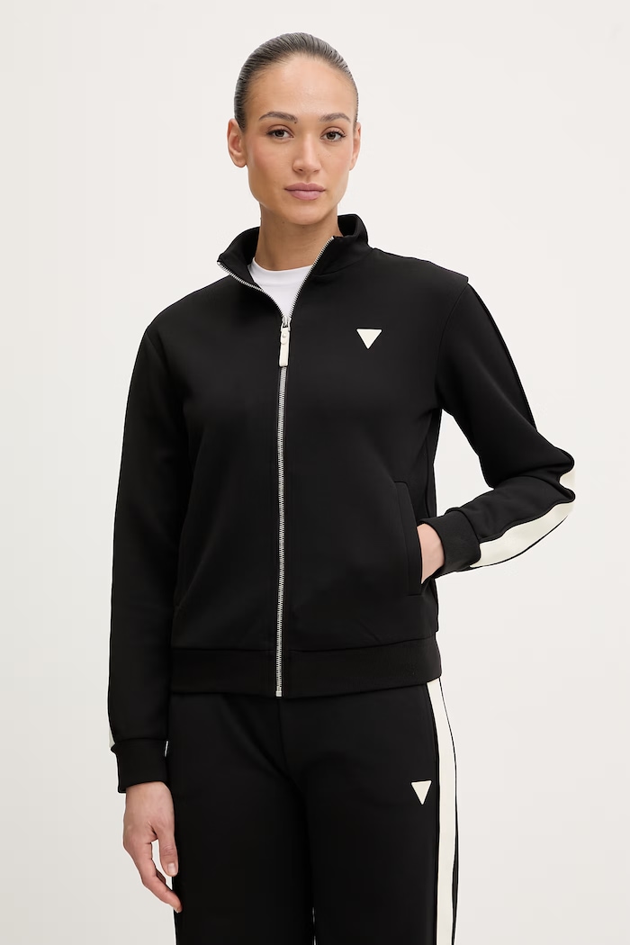 Guess bluză MARLENE imprimeu negru V6RQ09.KCYF2