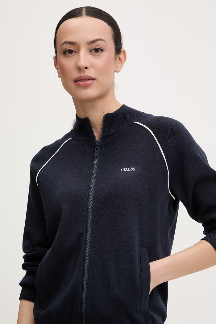 Guess hanorac cu fermoar pentru femei, cu vâscoză LAURENE bleumarin V6RQ11.Z4642