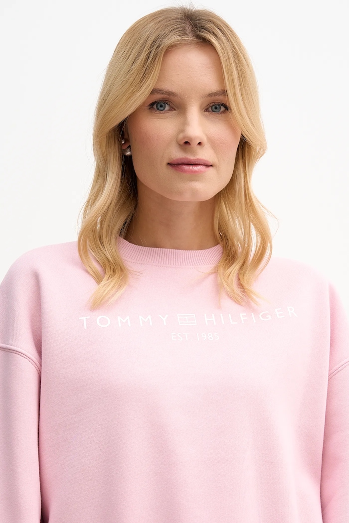 Tommy Hilfiger mikina dámska s bavlnou ružová WW0WW47831