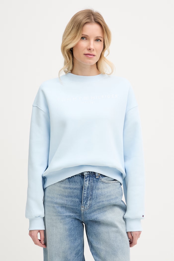 Tommy Hilfiger mikina dámska s bavlnou modrá WW0WW47831