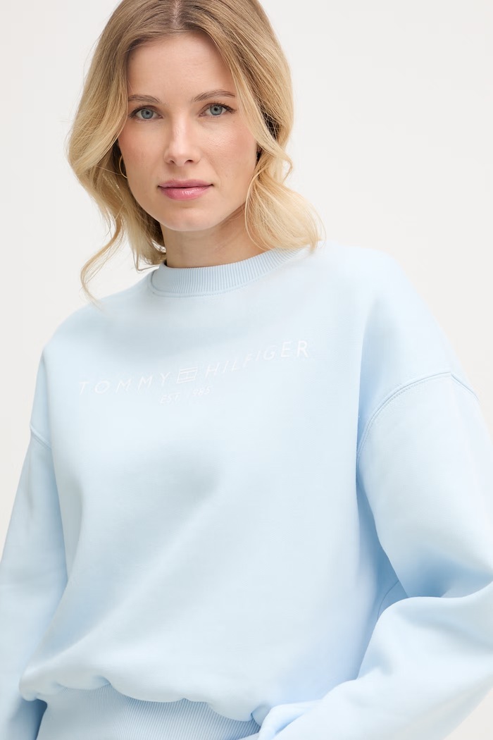Tommy Hilfiger mikina dámska s bavlnou modrá WW0WW47831