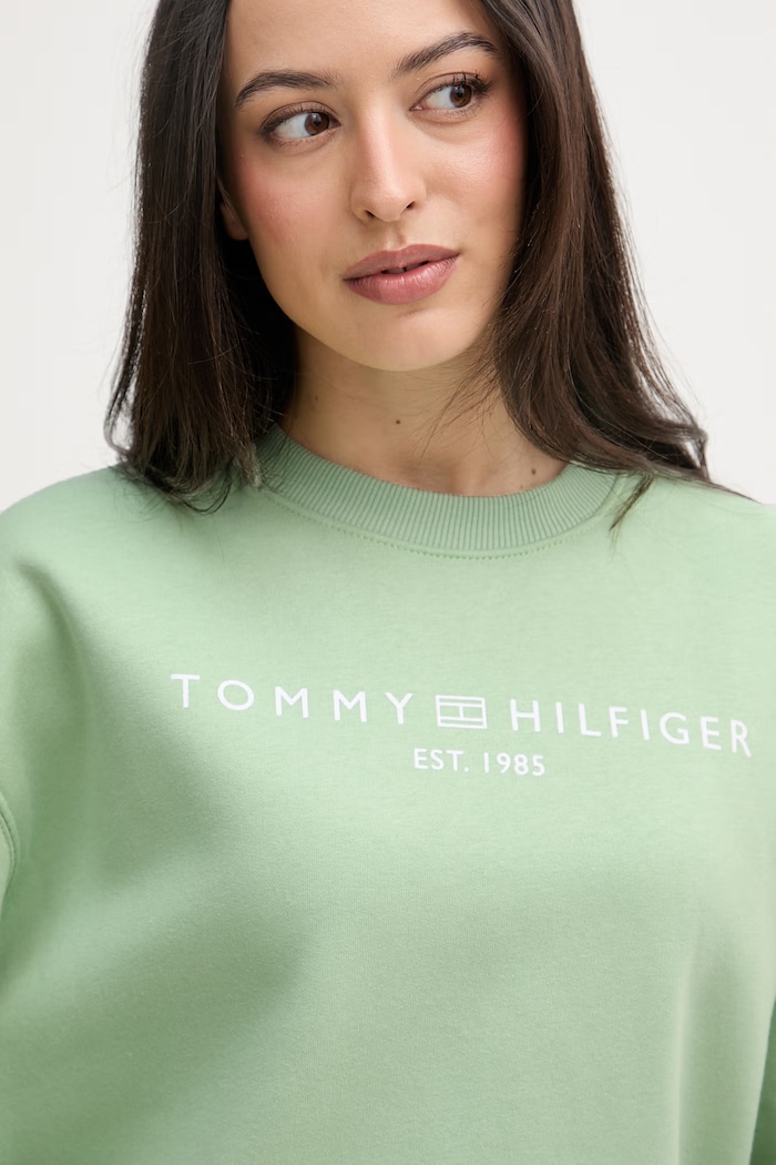 Tommy Hilfiger mikina dámska s bavlnou zelená WW0WW47831