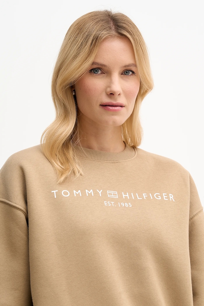 Tommy Hilfiger mikina dámska s bavlnou béžová WW0WW47831