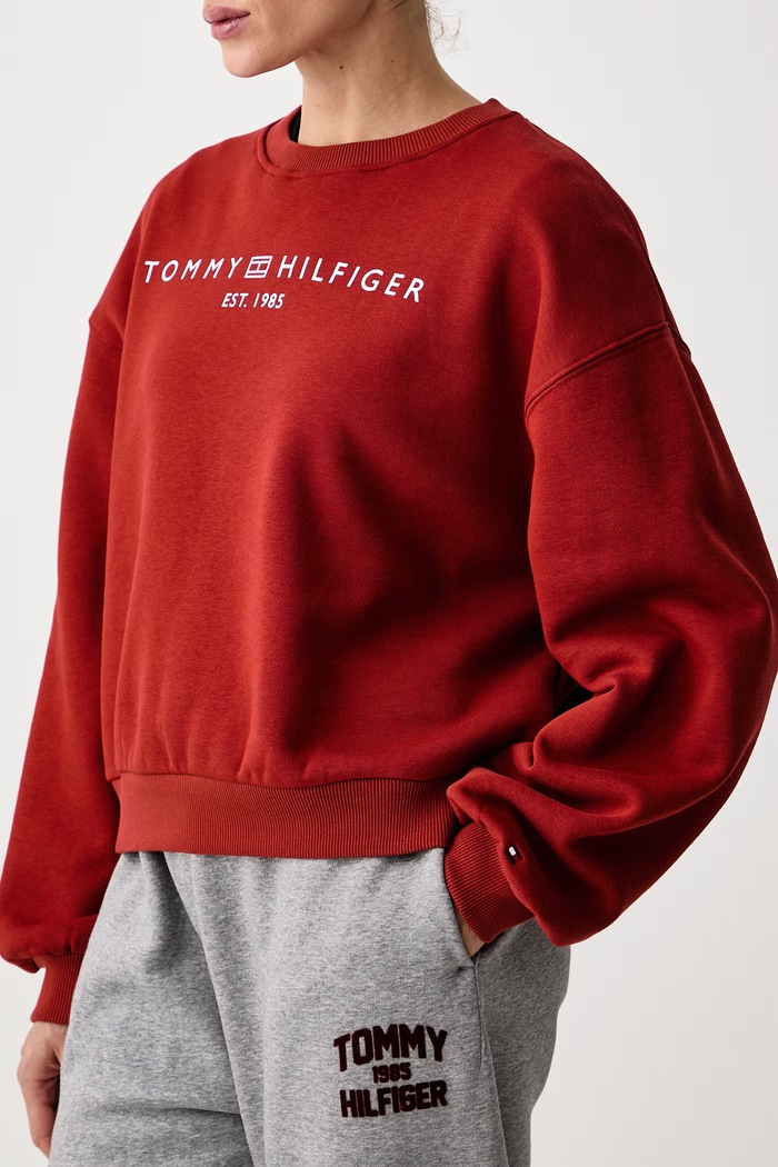 Bluza damska z bawełną Tommy Hilfiger WW0WW47831 bordowy