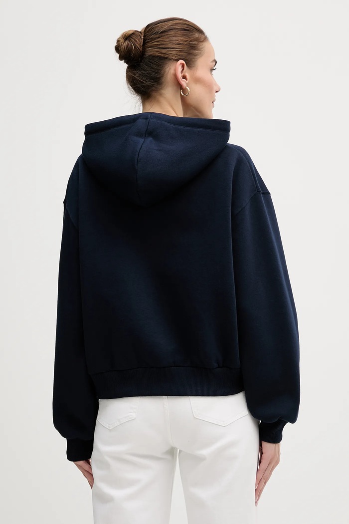 Oblečenie Tommy Hilfiger mikina s kapucňou dámska s bavlnou WW0WW47832 tmavomodrá