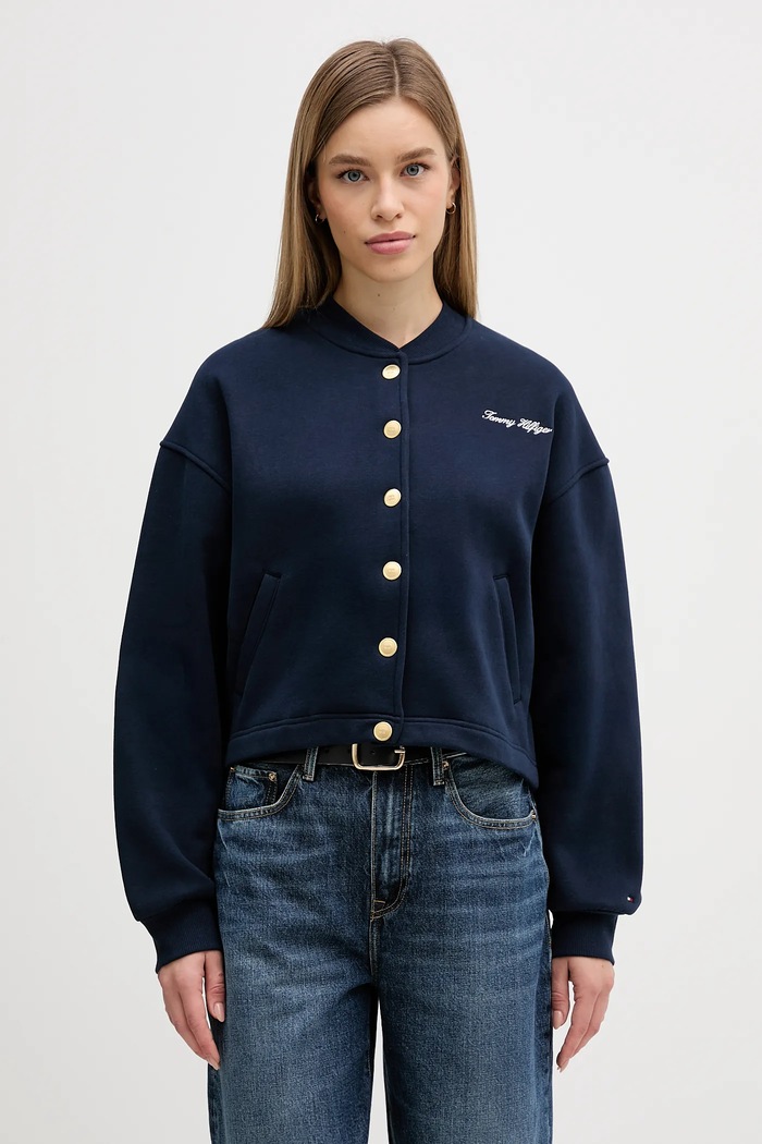 Mikina Tommy Hilfiger bez kapuce námořnická modř WW0WW47835