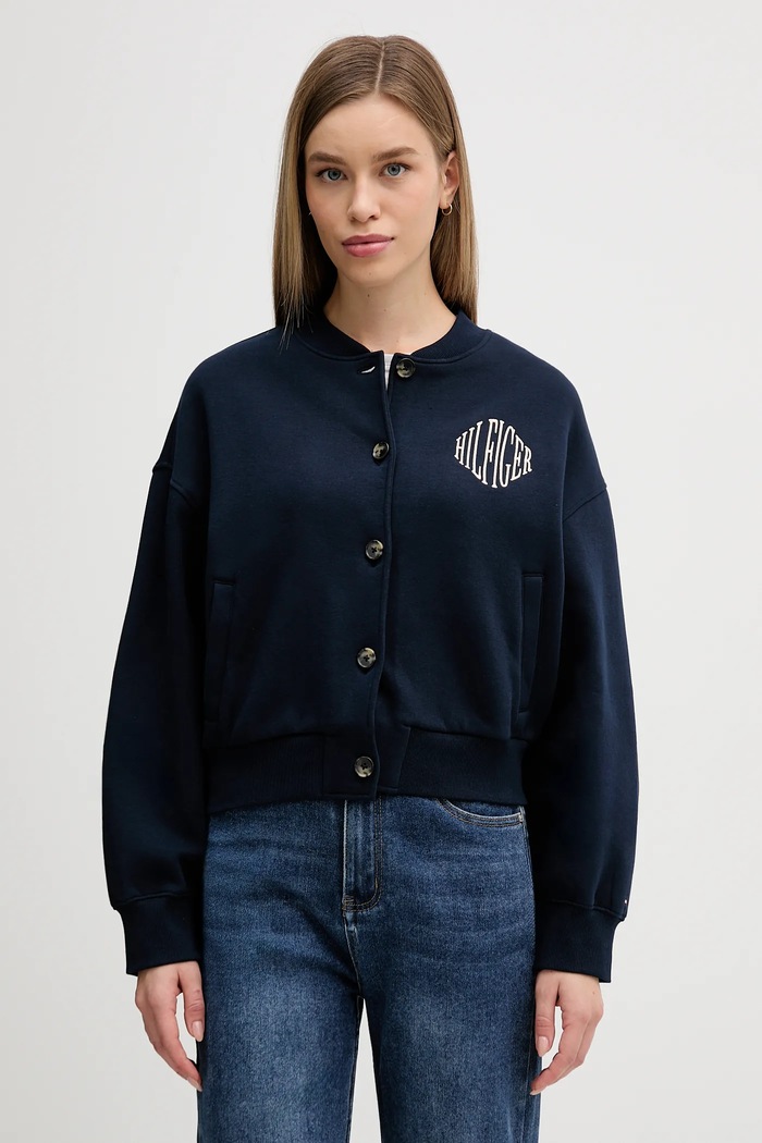 Mikina Tommy Hilfiger bez kapuce námořnická modř WW0WW47847
