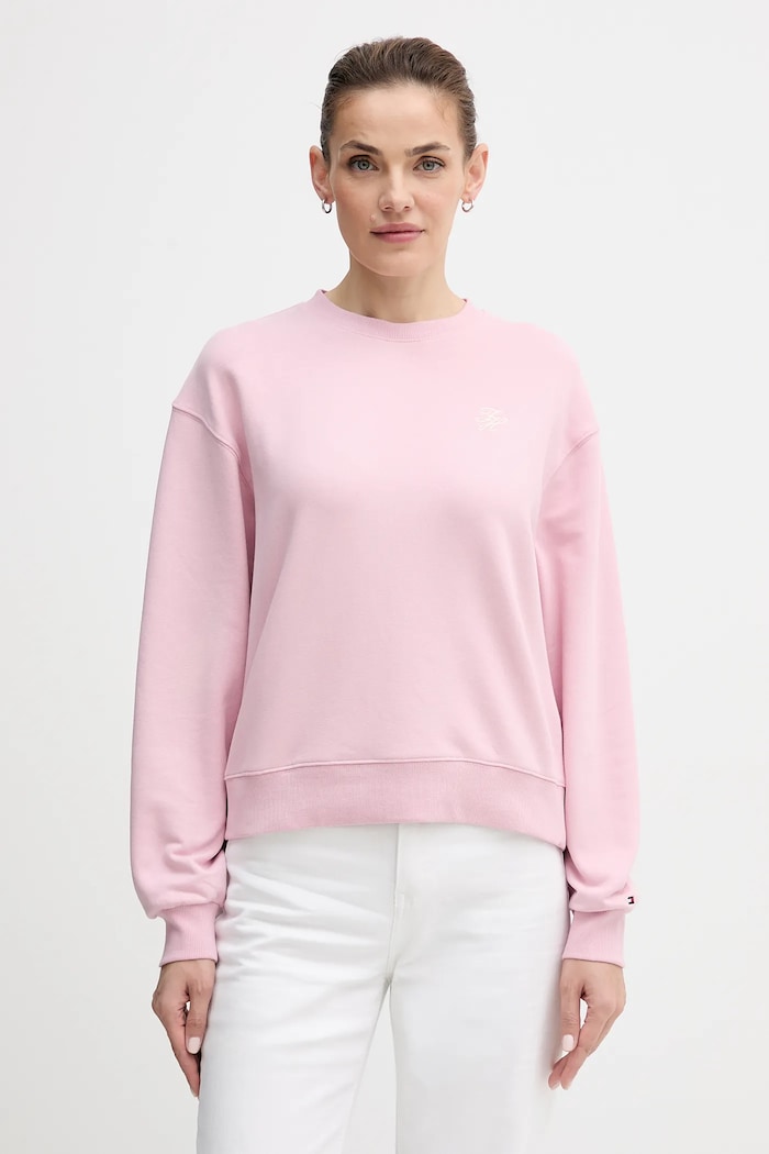 Mikina Tommy Hilfiger s elastanom ružová WW0WW49418