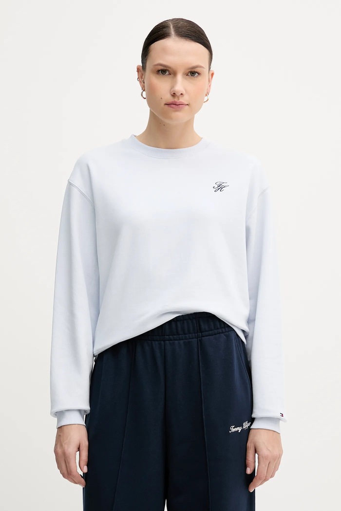 Mikina Tommy Hilfiger s elastanom modrá WW0WW49418