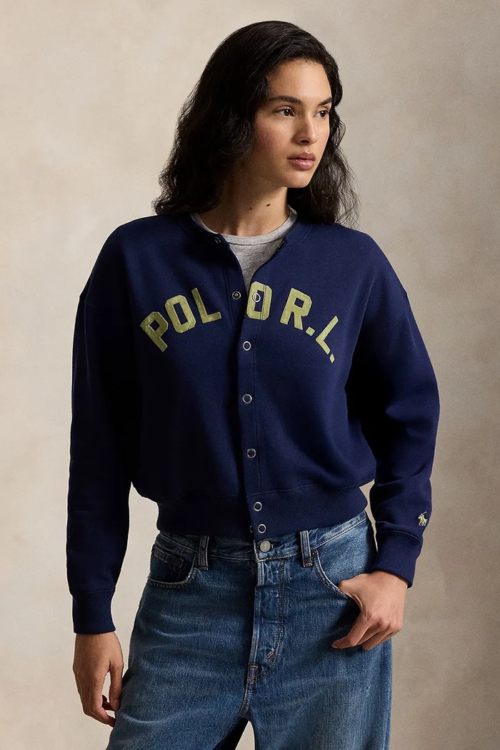 Polo Ralph Lauren bluza rozpinana damska z bawełną granatowy 211A96268