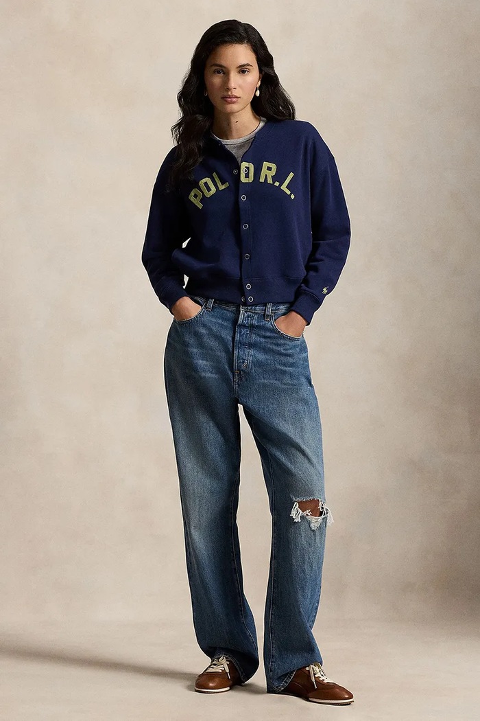Odzież Polo Ralph Lauren bluza rozpinana damska z bawełną 211A96268 granatowy