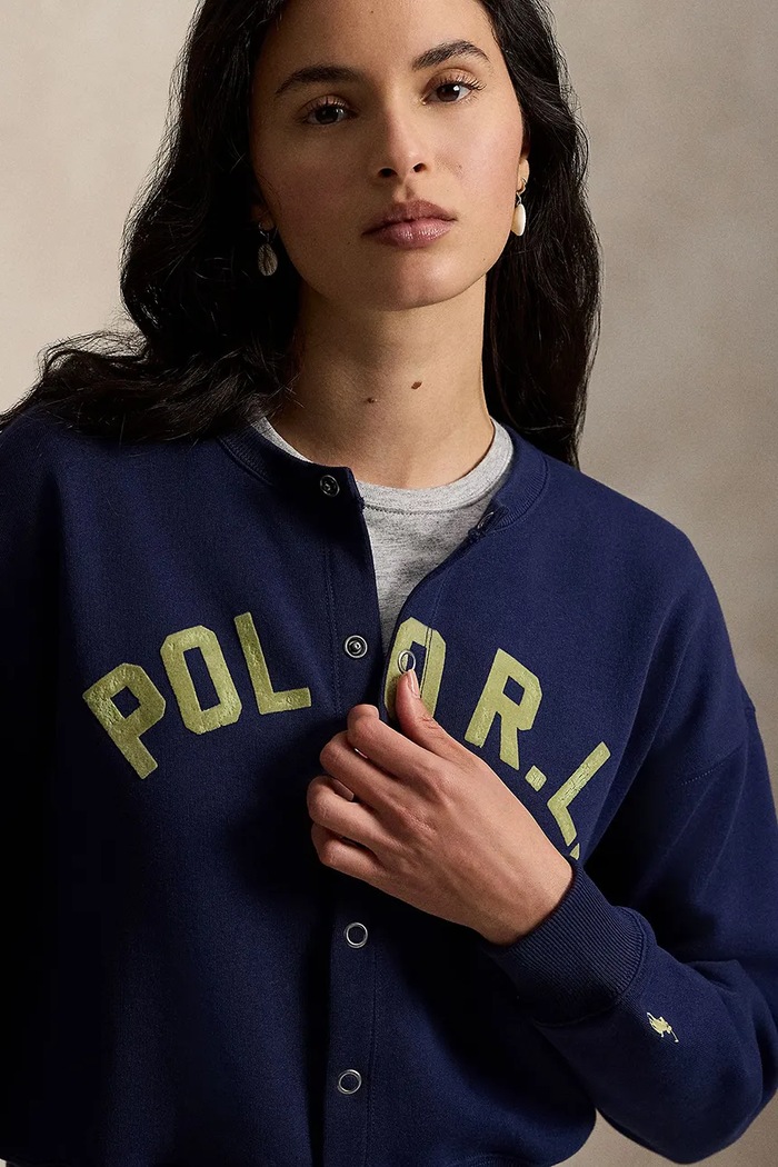 Polo Ralph Lauren bluza rozpinana damska z bawełną granatowy 211A96268