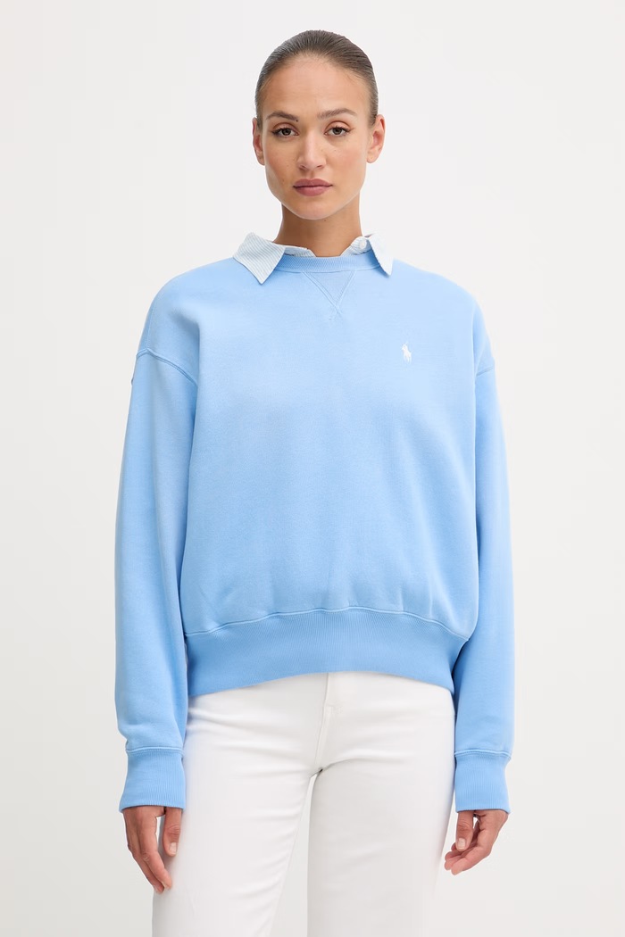 Polo Ralph Lauren bluza oversize damska bez kaptura niebieski 211A98189