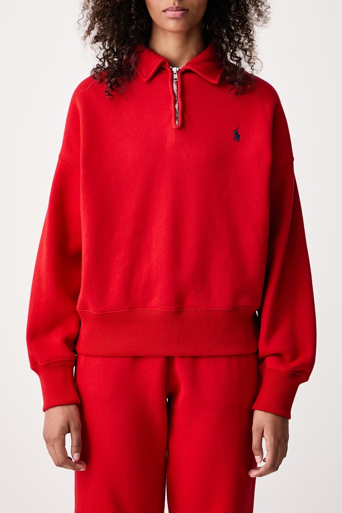 Mikina dámska s bavlnou Polo Ralph Lauren červená 211B18685